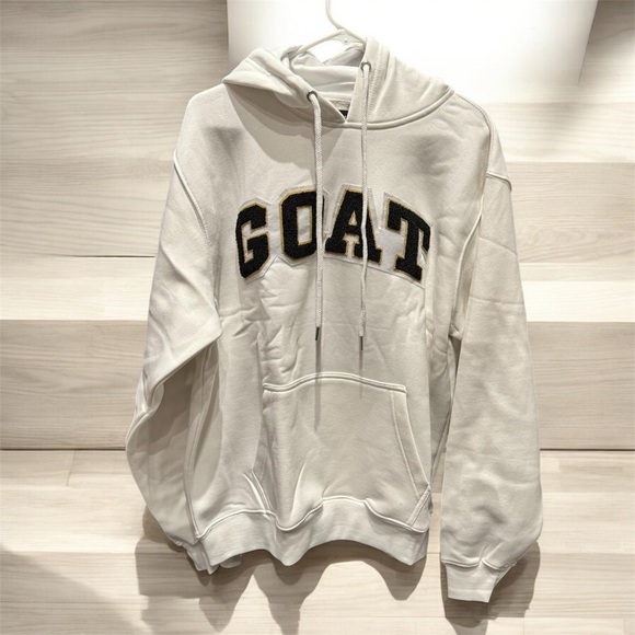 GOAT Hoodie & PANTS SET & pockets by sneaker gallery LARGE BRAND NEW white - Picture 1 of 7